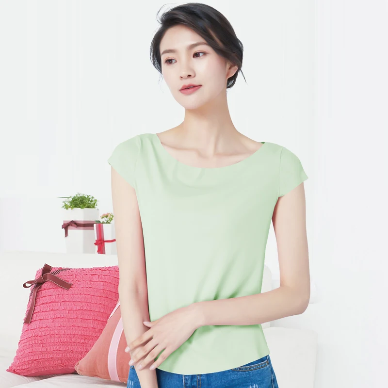 Женская эластичная футболка с коротким рукавом Однотонная большого размера