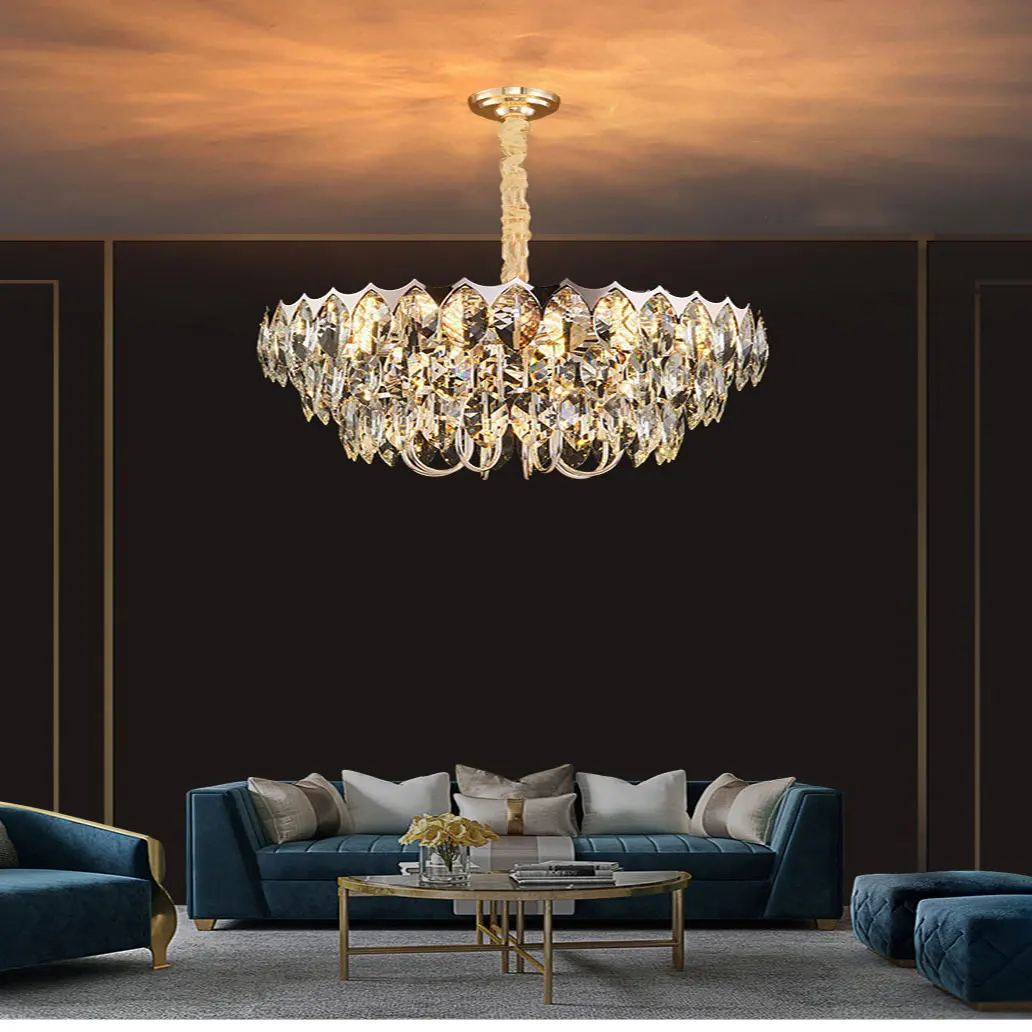 

Postmodern Luxury Crystal Led Pendant Lights Living Room Lamp Lighting Luster Suspension Lamp Hotel Villa Restaurant Headlight