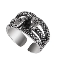 2020 punk style retro exaggerated winding snake ring zinc alloy material adjustable opening mens jewelry gift