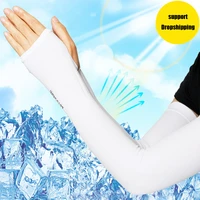2pcs sport arm sleeves uv sun protect anti slip ice silk sleeve sunscreen summer unisex gloves indoor outdoor riding gloves