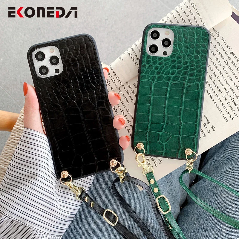 Чехол EKONEDA с ремешком через плечо для iPhone 11 12 Pro XS Max X XR 6S 7 8 Plus SE|Бамперы| |