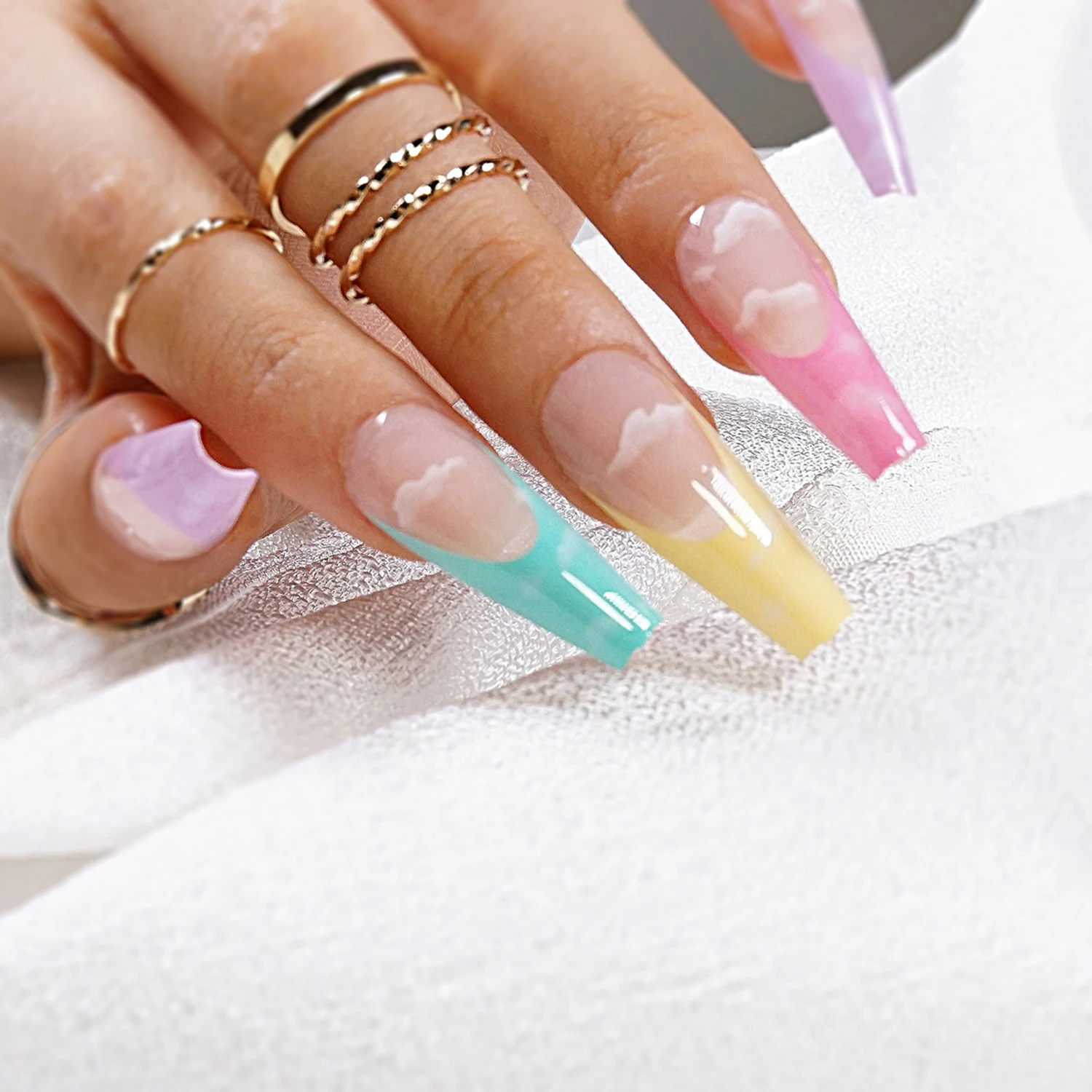 

Fashion Artificial Full Cover Manicure Tool Fake Nails Rhinestone Long Ballerina False Nail Tip Wearable Nail Tips