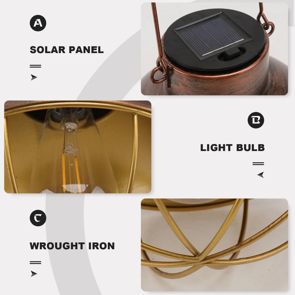 

1Pc Iron Outdoor Solar Light Garden Balcony Vintage Solar Lantern Home Decor