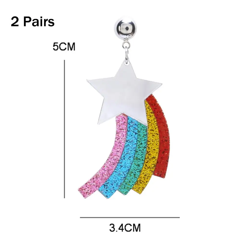 

130cm Dual Ring Fashion Canvas Waist Belt Rainbow Color Striped Strap Waistband Rainbow Earrings Rainbow Heart Shape Keychains