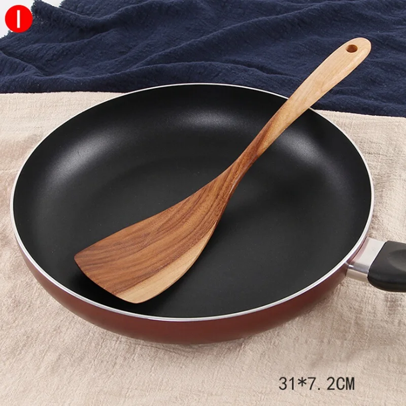 1PC Handmade Natural Teak Wooden Cooking Utensils Organic Spoons For Tools for Kitchen Nonstick Cookware | Дом и сад