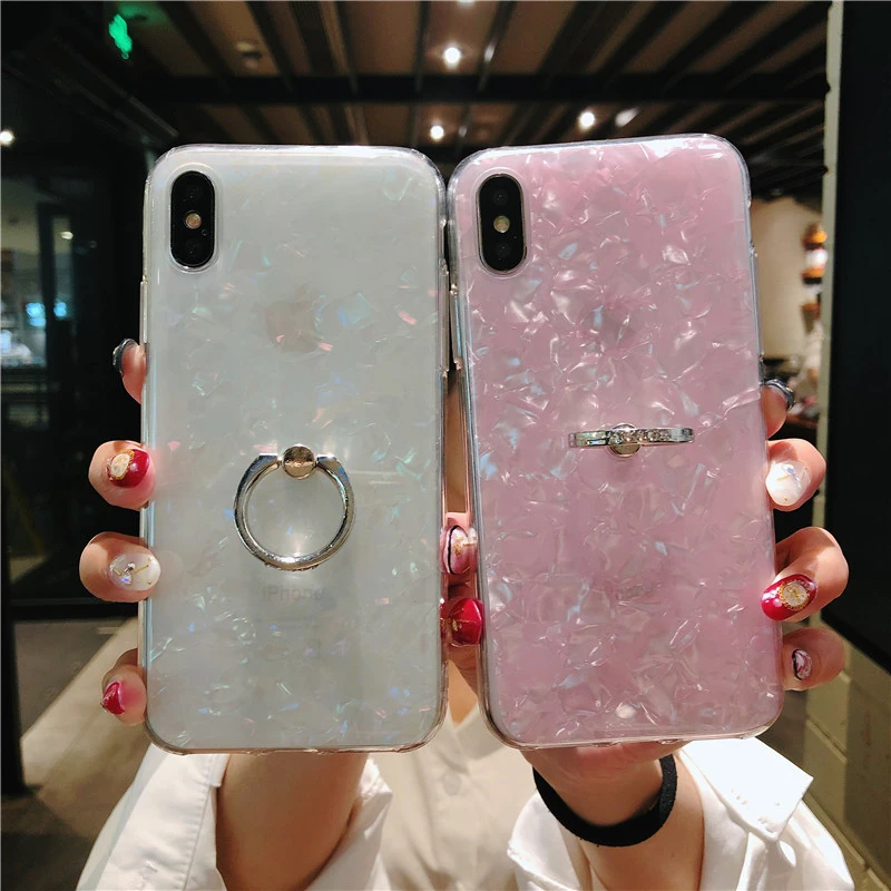 Чехол для телефона с кольцом на палец iPhone 11 Pro Max XR XS X 8 7 6 6S Plus Глянцевая блестящая