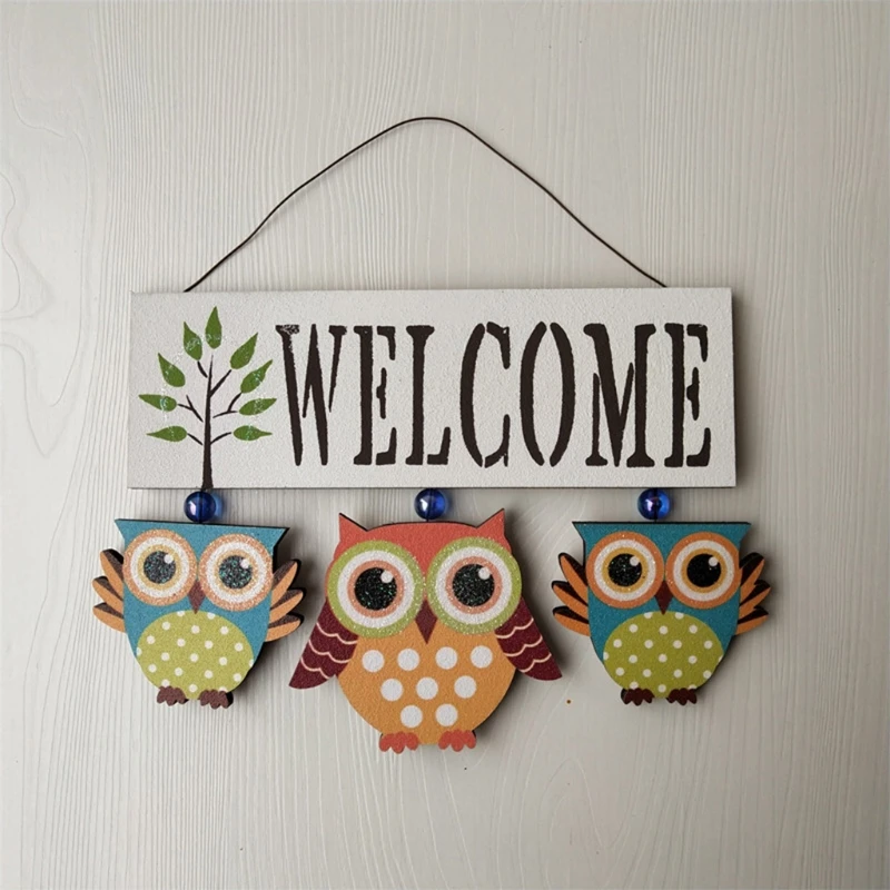 

Hanging Signs Wooden Owl Shape Sign Porch Pendant Garden Home Gifts Living Room Yard Wall Door Ornaments Accessories