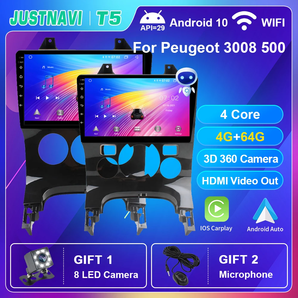 Автомагнитола на Android 10 0 для Peugeot 3008 2009 2015 мультимедийный плеер с GPS 4 Гб 64 Navi Carplay DSP