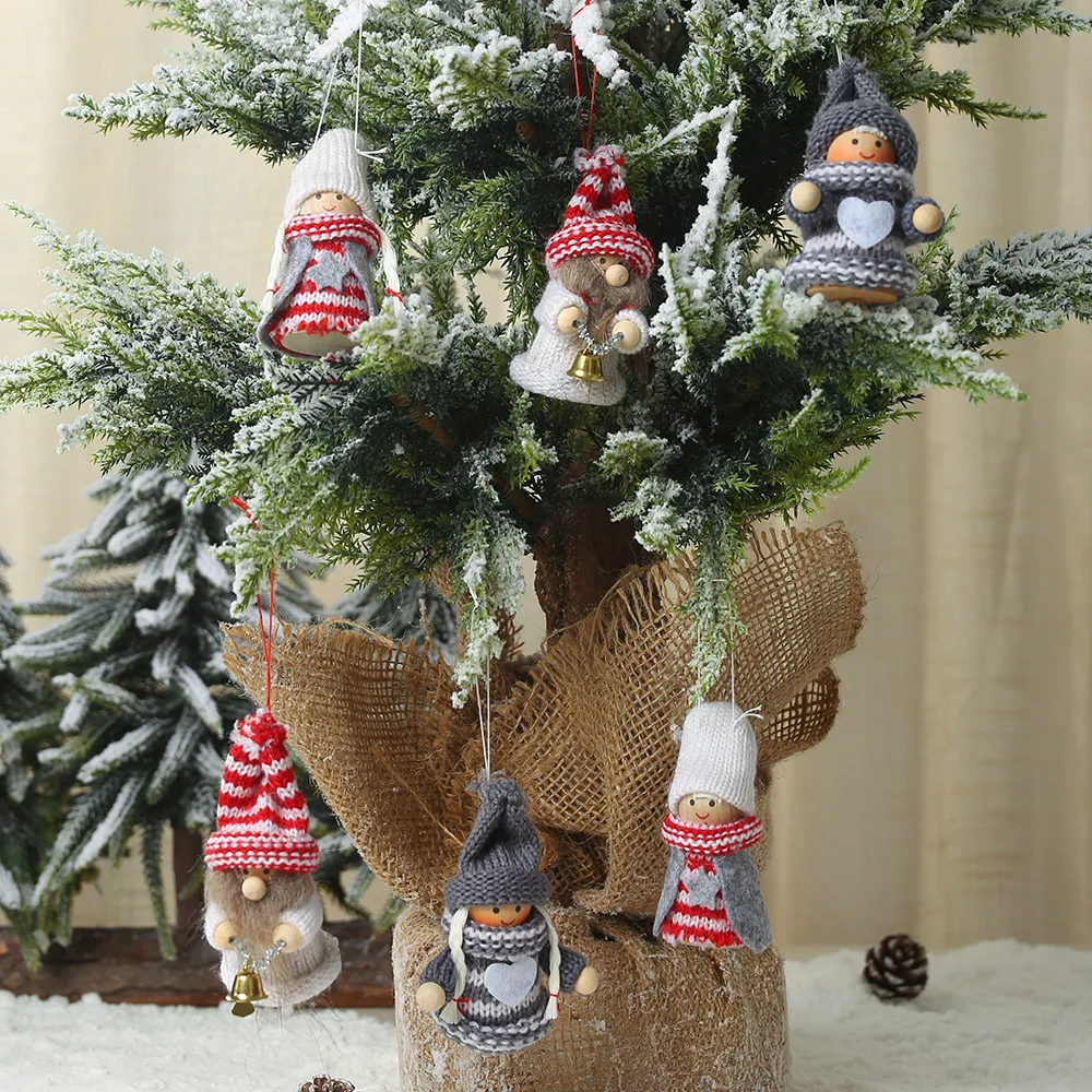 Cute Knitted Pendant Doll New Year Wooden Christmas Tree Decorations for Home Ornaments Gift | Дом и сад