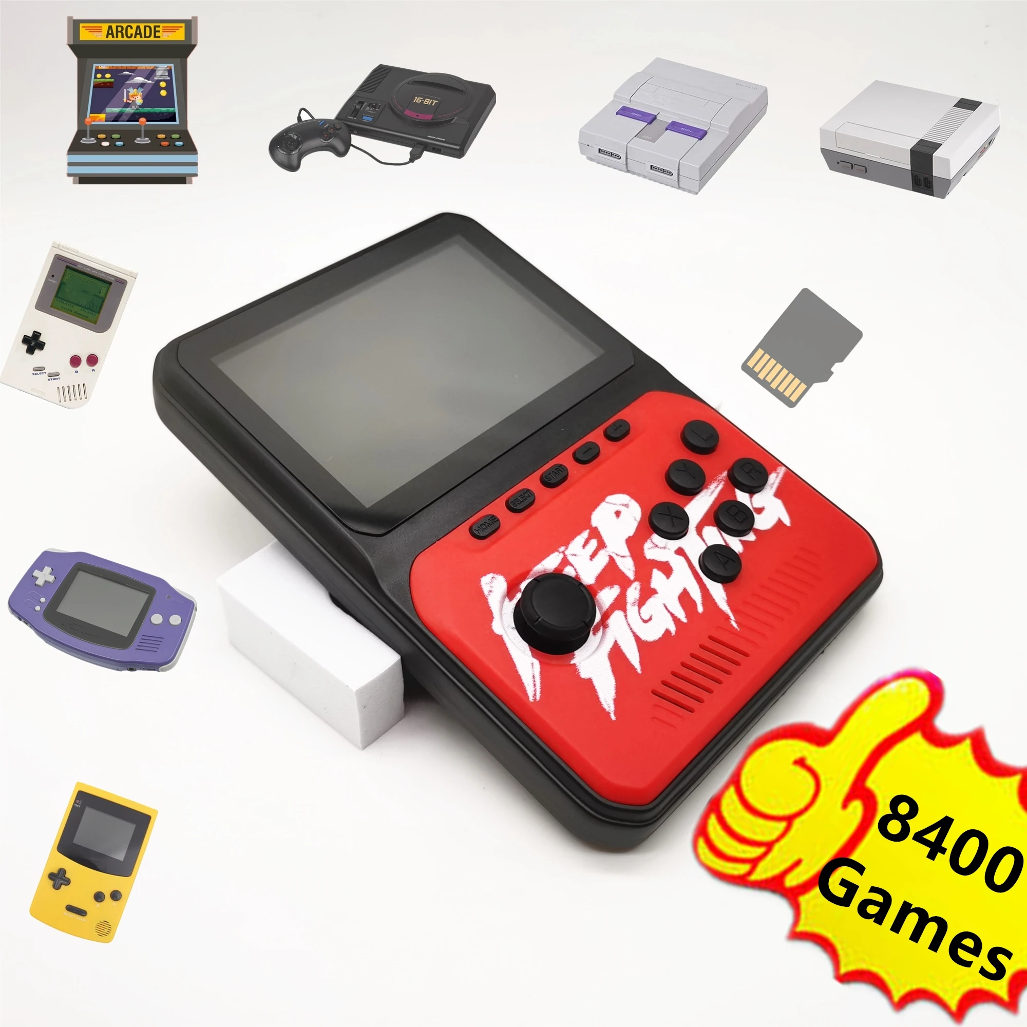 8400 игр ретро портативная игровая консоль и видеоплеер музыкальный плеер с 7