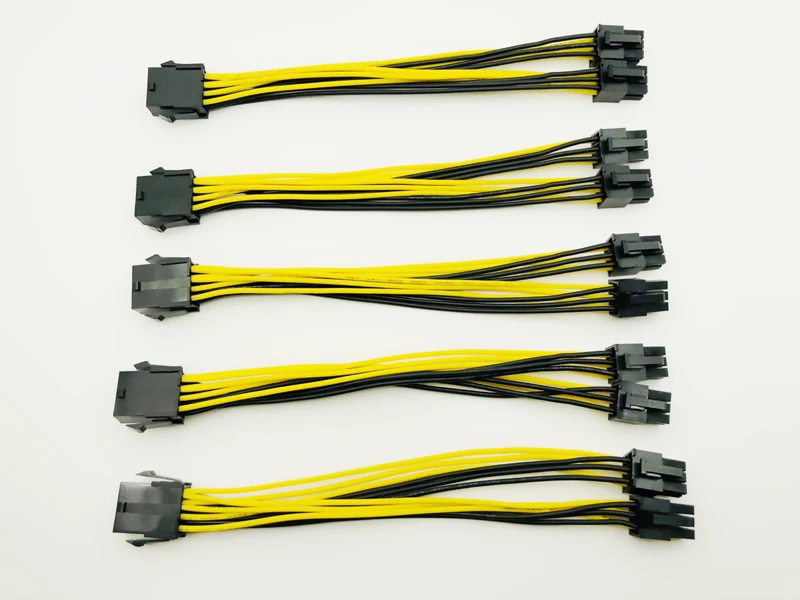 

5pcs CPU 8Pin to Graphics Card Dual PCI-E PCIe 6Pin Power Supply Splitter Cable Cord Adapter 20cm Cable for Bitcoin Miner Mining