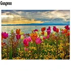 Алмазная живопись цветок морской вышивки крестиком Набор Алмазные вышивка полный набор Тюльпан цветы горный хрусталь картина, Алмазная мозаика стикер