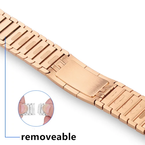 Ссылка браслет для apple watch 4 5 Группа 44 мм 40 мм apple watch 3 2 ремешок 42 мм, 38 мм, для iwatch, версия 5/4/3/2/1 браслет для наручных часов из нержавеющей стали GEN.6 - Цвет ремешка: rose gold B