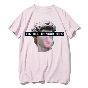 Футболка kuakuayu HJN с надписью All in Your Head, топы харадзюка, футболки Дэвида пузыря жвачки, грустная девушка, состояние Микеланджело, Ретро аниме эстетика