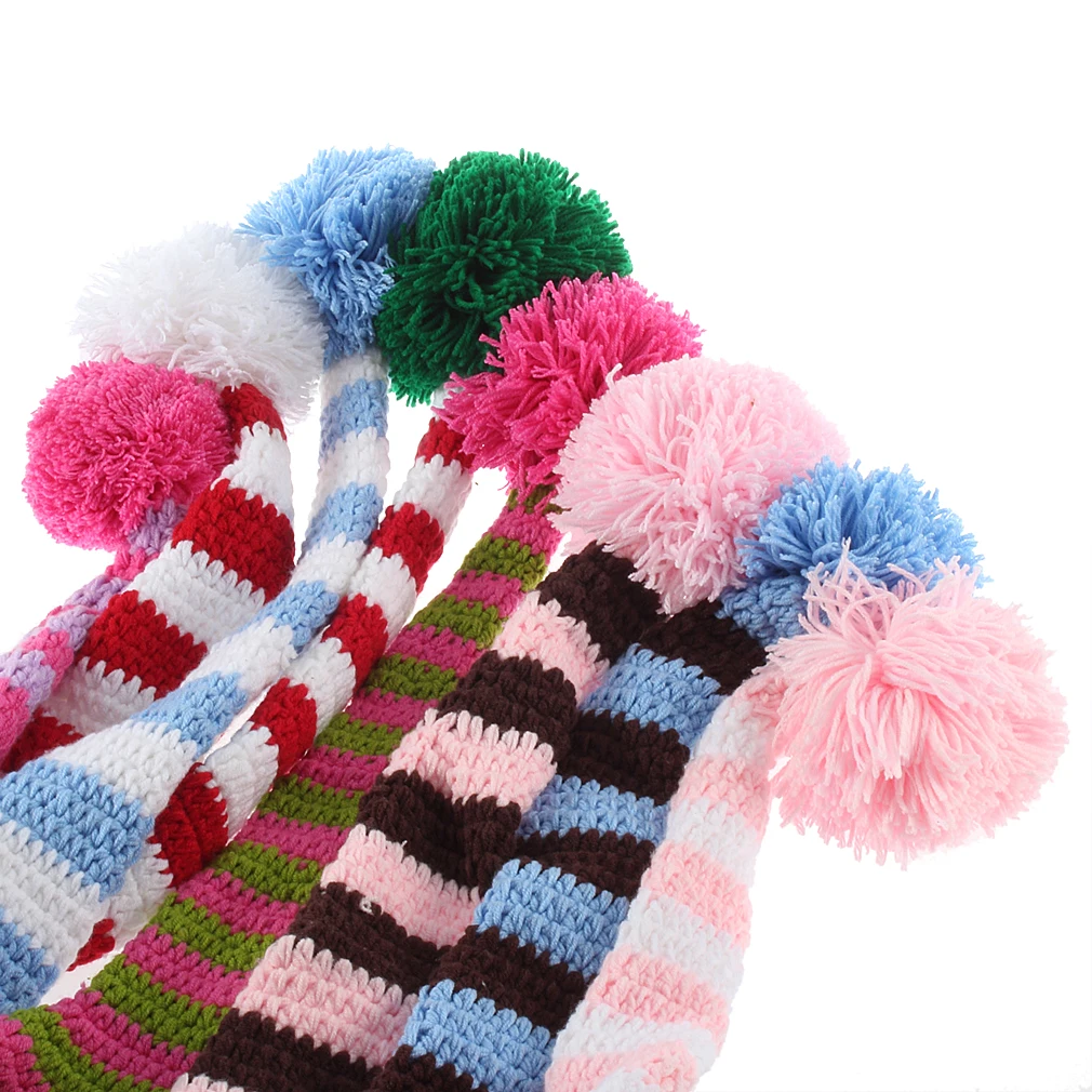 

Baby Knitting Long Tails Christmas Hat Newborn Photography Props Stripe Crochet Baby Hats Baby Props For Photography
