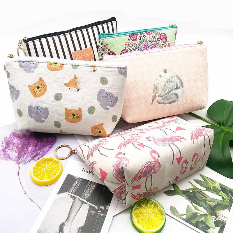 2019 женская зимняя водонепроницаемая косметичка из ПУ кожи модная с принтом