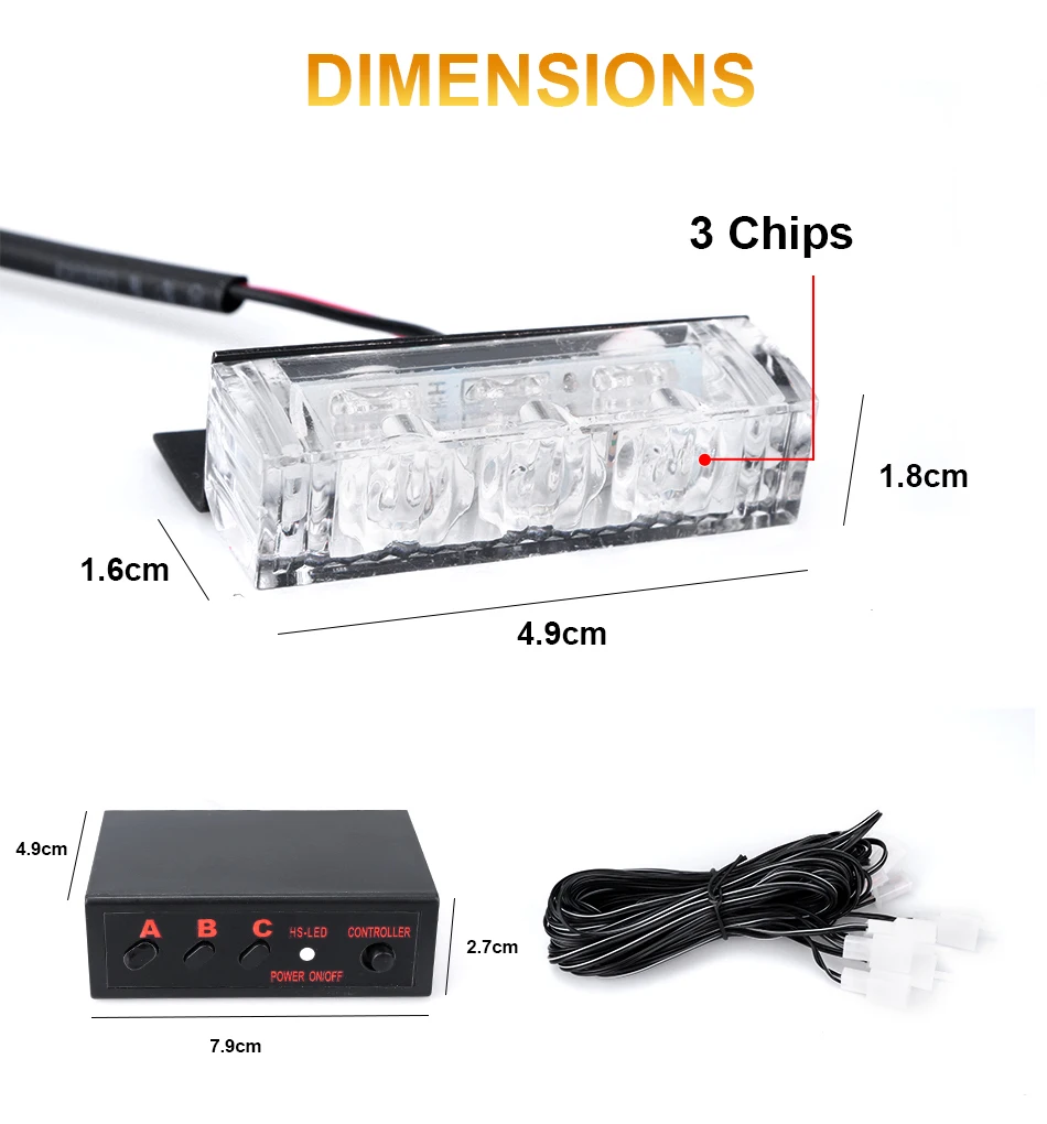 1 комплект Желтый светильник скорой помощи полицейский стробоскоп