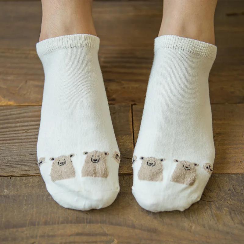 Женские хлопковые карамеллы 22 см весна осень милые носки лодочки с рисунком