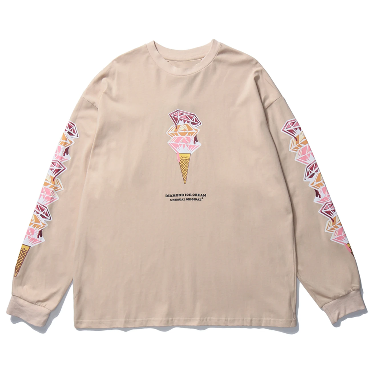 Осень 2020 футболка с принтом мороженого пуловеры мужские свободные футболки в