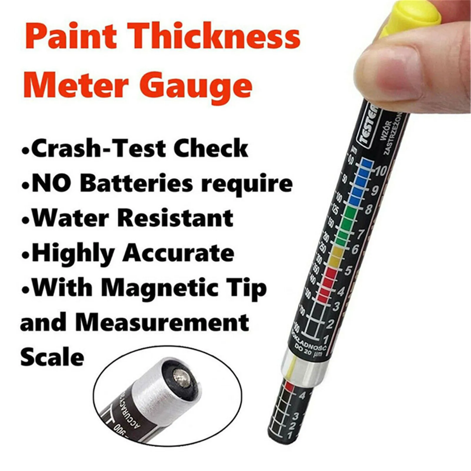

Car Paint Thickness Test Pen Coating Thickness Gauge Portable No Calibration Required Accurate Measurement Tool