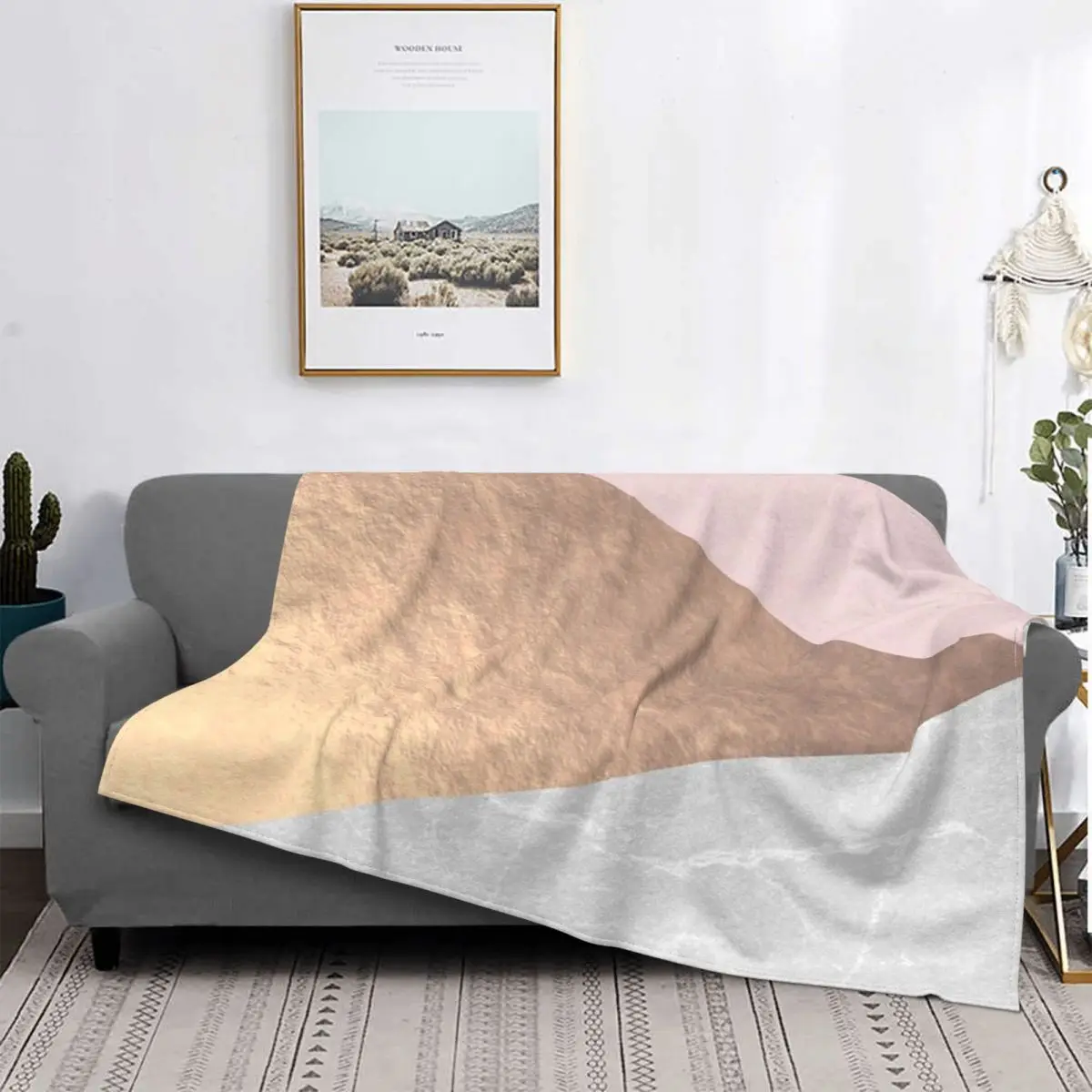 

Manta a cuadros para niños, colcha de oro y hormigón Geo tri-rose, edredón para cama, manta de Anime