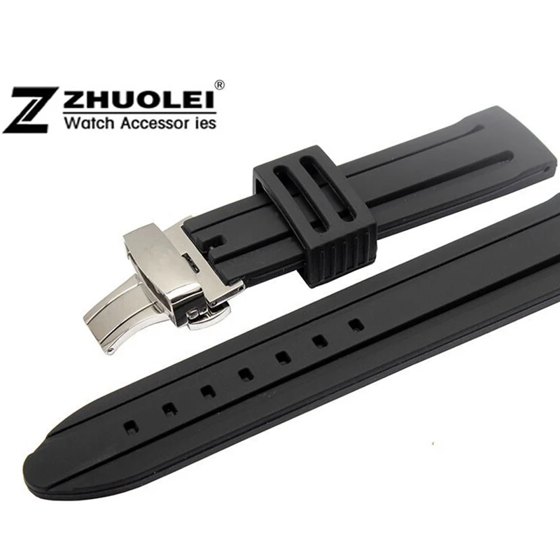 Ремешок силиконовый Водонепроницаемый для мужчин и женщин резиновый черный