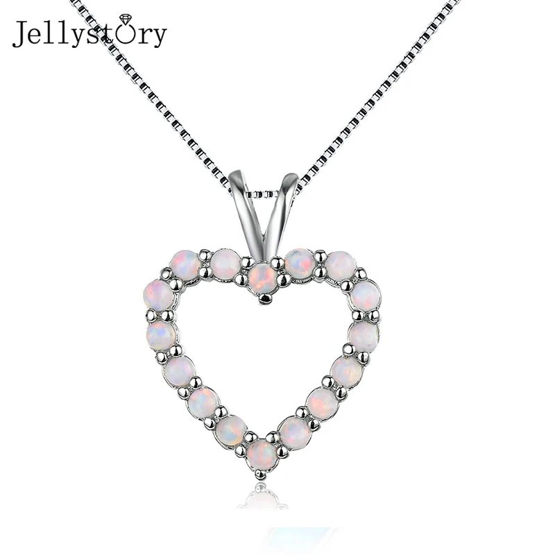 

Jellystory простые белые опаловые серьги для женщин из натуральной кожи 925 стерлингового серебра в форме сердца Роскошные Свадебные обручальные...