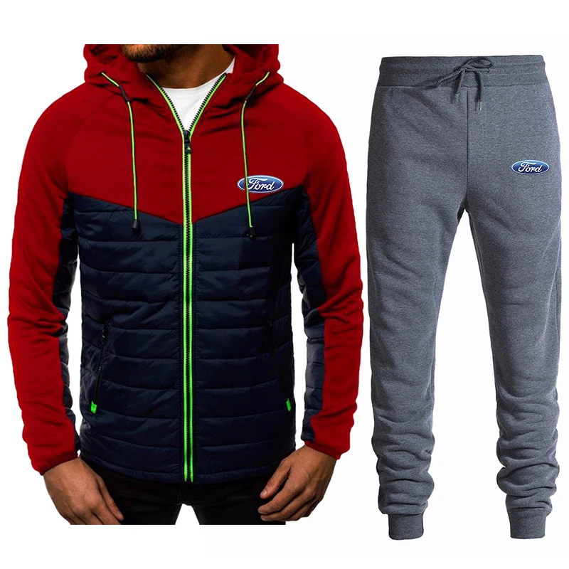 

Men's suit FORD car sportswear track 2021 men zipper sports hoodie pants suits casual jacket sportswear men hoodies