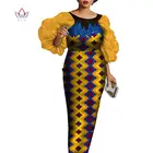 Африканское женское платье с круглым вырезом и расклешенными рукавами