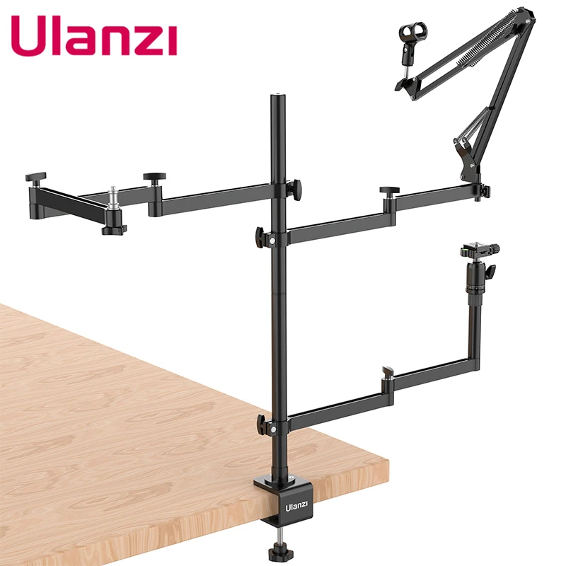Transmissão ao Vivo Braço para Yeti Bola de Neve Ulanzi Boom Braço Flexível Mesa Montar Câmera Braçadeira Webcam Suporte Mic Azul Yeti Nano