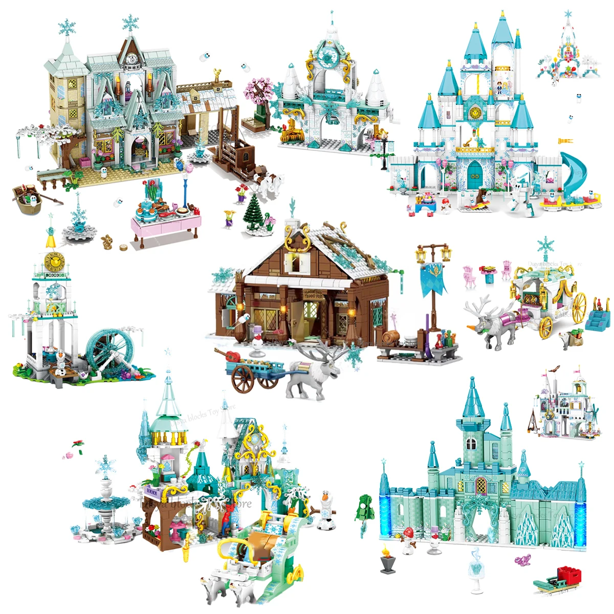 Disney Frozen Dream Princess Elsa Ice Castle Dream Anna Building Block Model Set children toy Birthday girl toy gift