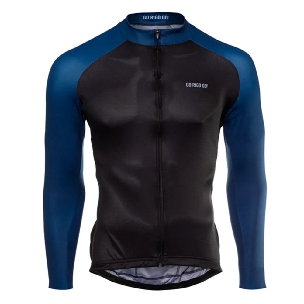 Зимняя мужская велосипедная куртка RIGO с длинным рукавом черная/синяя/желтая