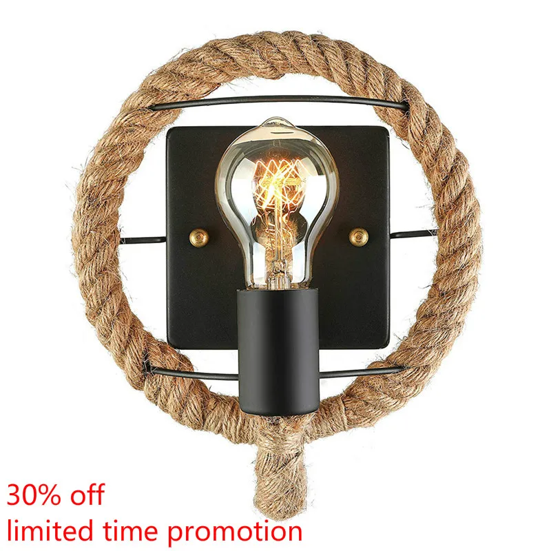 Американский минималистский креативный пеньковый Канат настенный светильник