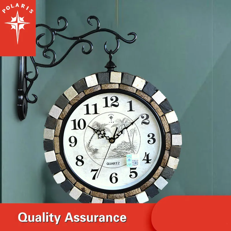 

3d Large Wall Watch Silent Double Sided Wall Clock Creative Metal Electronic Quartz Clock Promotion 2019 Duvar Saati decor SC016