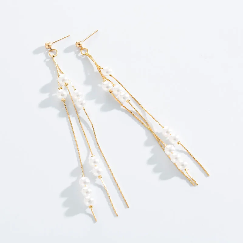 Необычная имитация жемчуга длинные серьги с кисточками Элегантные Изысканные