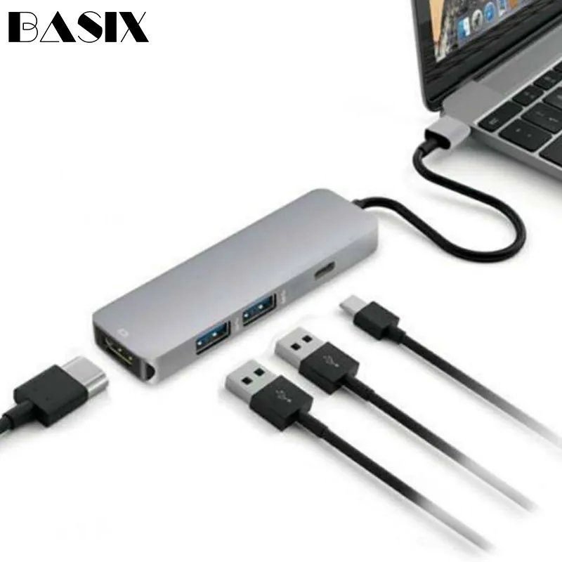 Адаптер Basix USB C HDMI Type Hub Thunderbolt 3 для MacBook Samsung Galaxy S9 Huawei P20 Mate 20 Hub|Кабели VGA| |