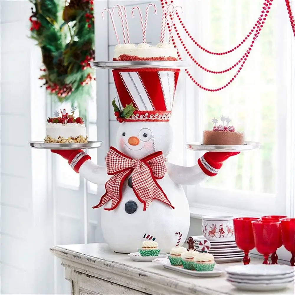 

Party Fruit Storage Rack Bowl Rack Treats Holder Christmas Snowman Resin Santa Holding Tray