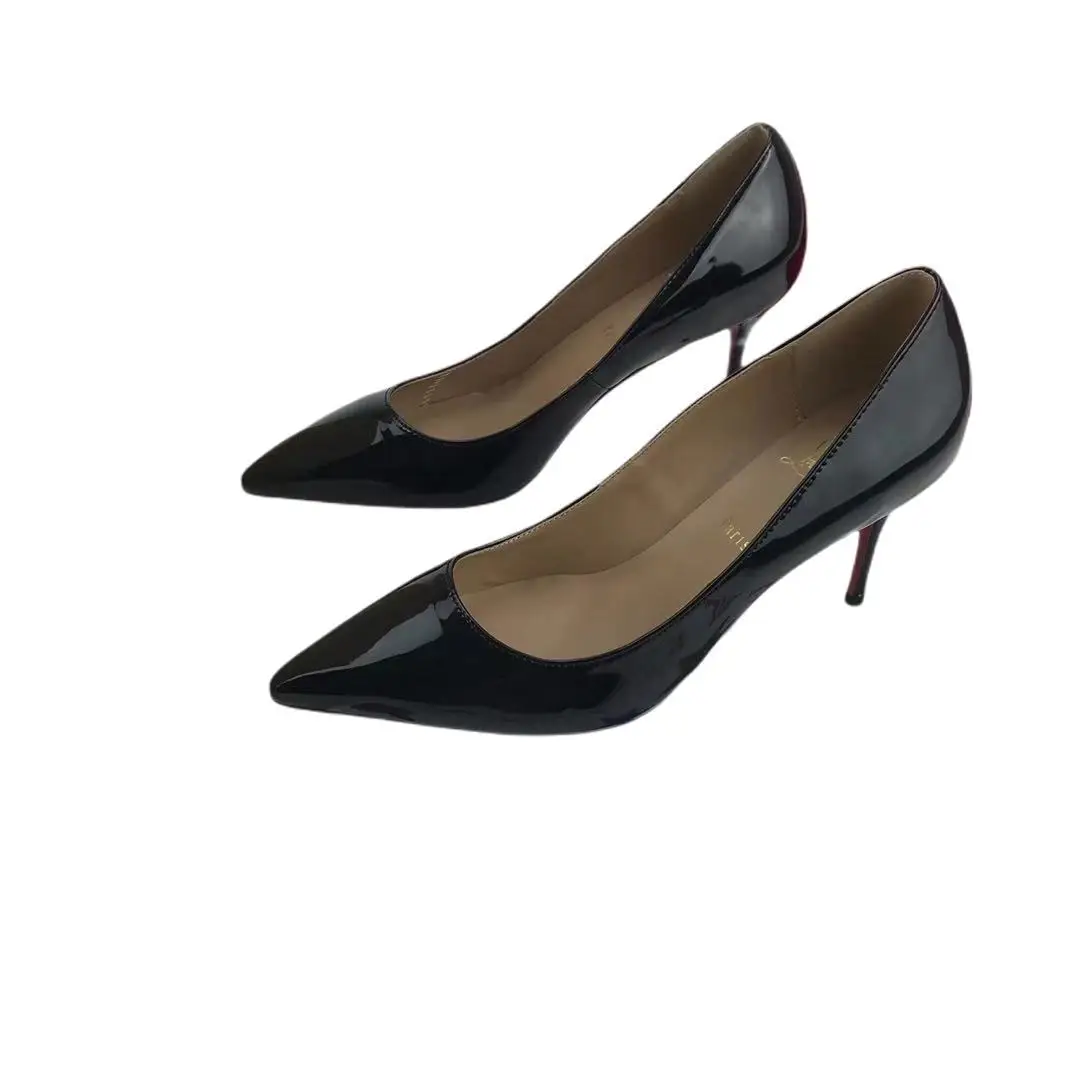 

New Summer Fashion Design Hot Sale-Designer Pointed Toe 2-Strap with red soled high heels