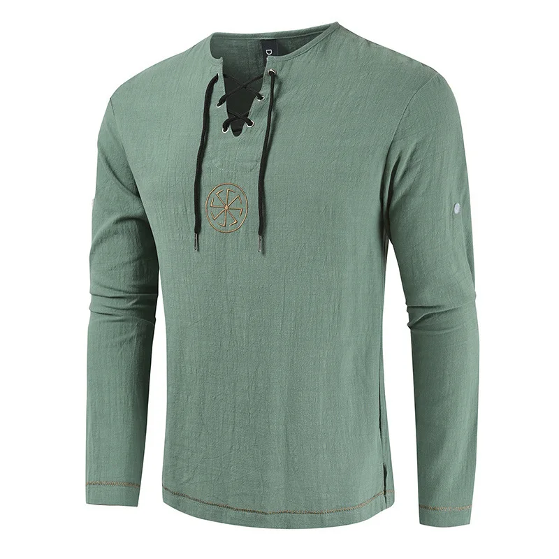 Рубашка Мужская винтажная со шнуровкой косплей-костюм в средневековом стиле