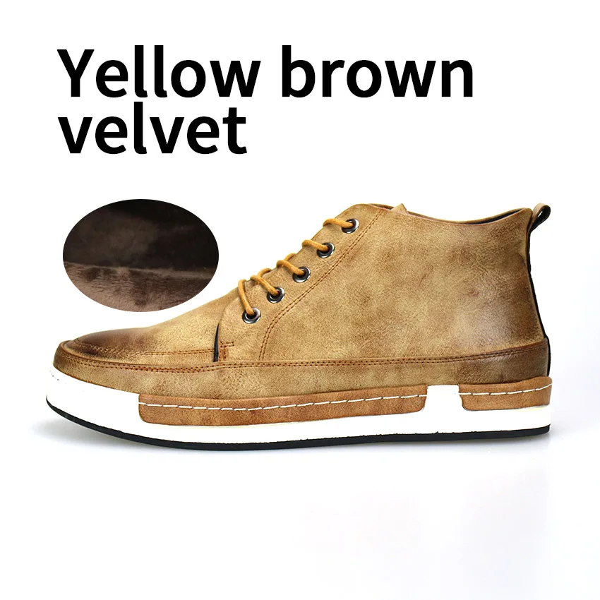 9015Yellow brown v BIMUDUIYU; мужская кожаная повседневная обувь в стиле ретро; мужские кожаные туфли-оксфорды на плоской подошве; мужские кроссовки; tenis masculino zapatos hombre - Цвет: 9015Yellow brown v