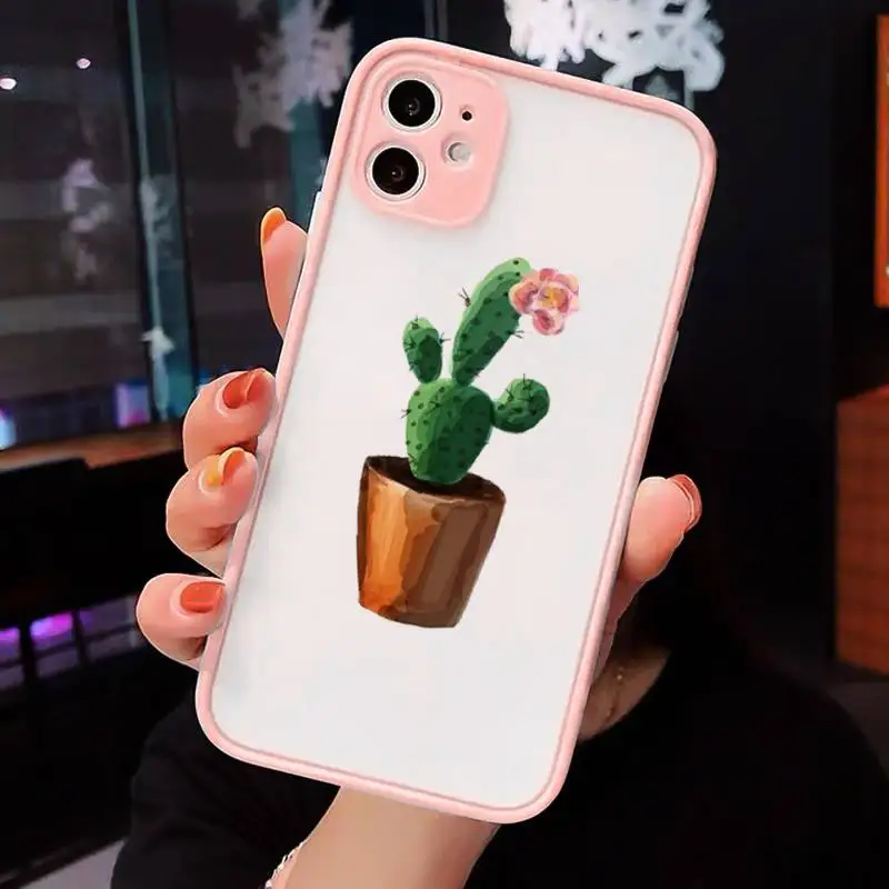 

Green Cactus Plant Phone Case matte transparent For iphone 7 8 11 12 plus mini x xs xr pro max cover