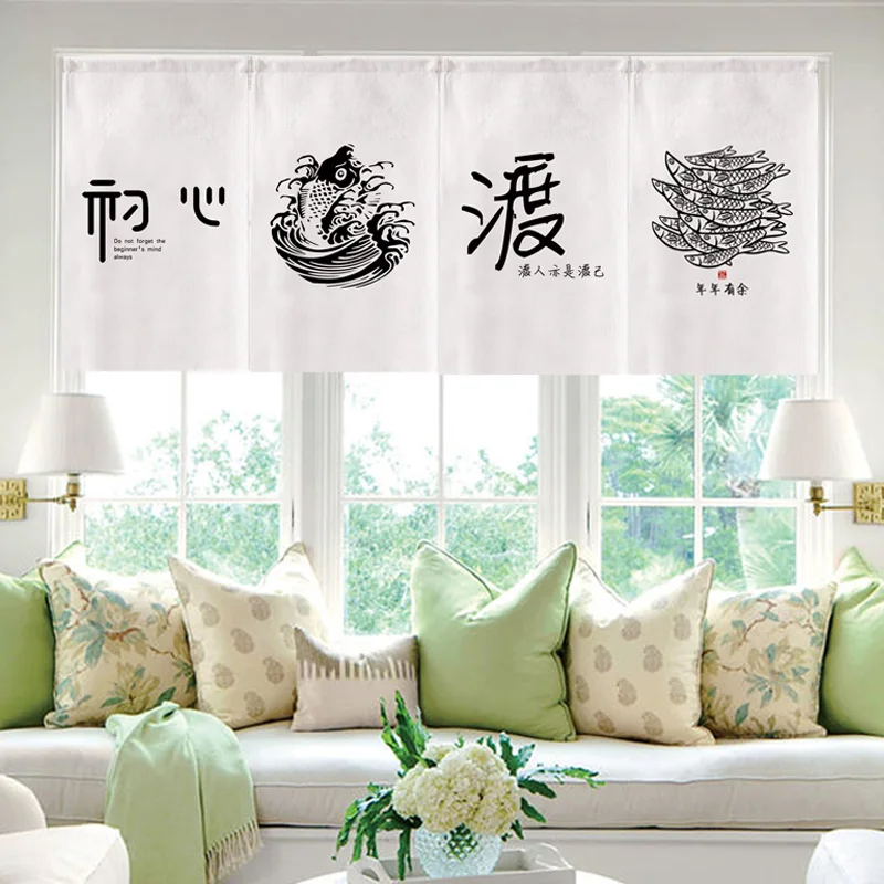 Simple Japanese Door Curtain Short Restaurant Kitchen Partition Fengshui Half-curtain Decorative | Дом и сад