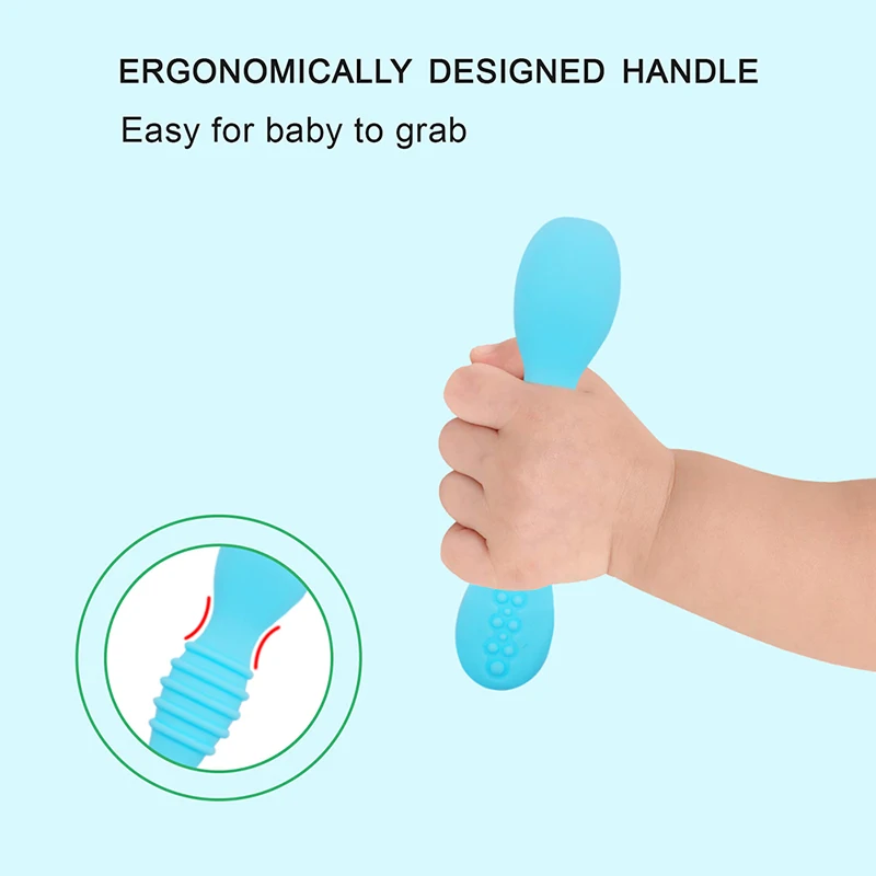 Baby Spoon Silicone Teether Toys Learning Feeding Scoop Training Utensils Newborn Tableware Infant Learning Spoons Teether images - 6