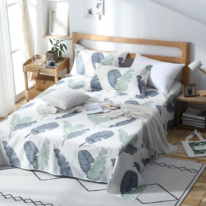 

Tropical Palm Leaves Printed Bedding Sets Duvet Cover Set 4pcs Bed Set Single Bed Sheet Queen/King Bedlinen White Bedclothes