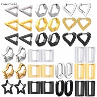 guemcal 2pcs fashion personality square heart shaped five pointed star earrings exquisite piercing jewelry