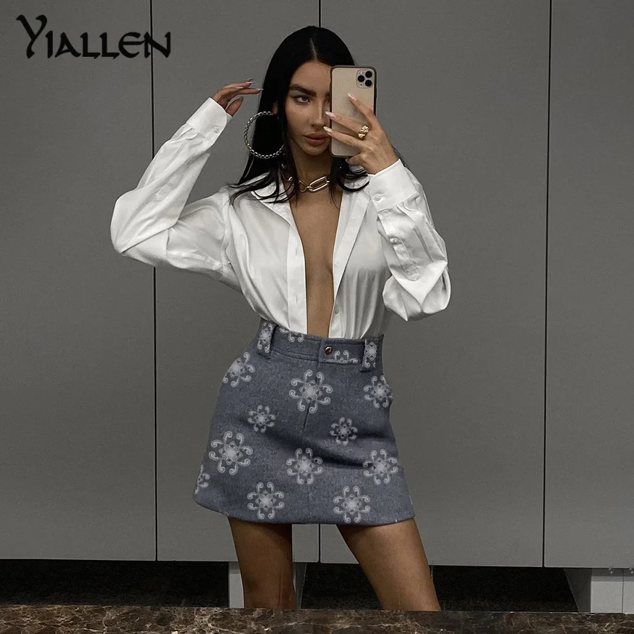

Осенняя Новая модная повседневная юбка Yiallen с принтом и высокой талией на молнии для женщин 2021 новая простая дикая Офисная Женская облегающ...