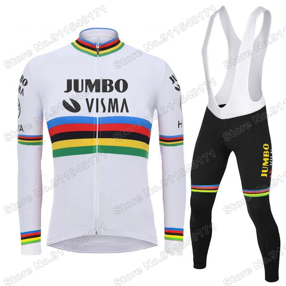 

Jumbo Visma Champion Team 2021 Cycling Jersey Set Clothing Suit Mens Long Sleeve MTB Bike Road Pants Bib Ropa Ciclismo