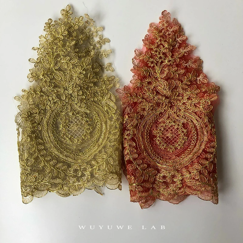 Кружевная ткань для свадебных платьев 31 см с золотой вышивкой 1 ярд | Дом и сад
