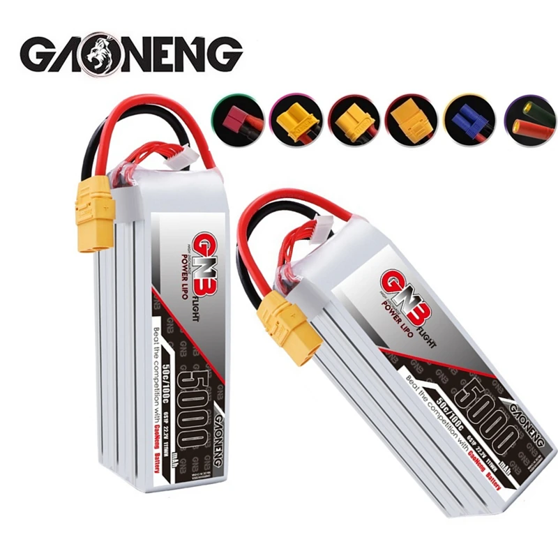 

1/2PCS GNB HV 22.2V 6S 5000mAh Lipo Battery 50C/100C With XT30 XT60 T Plug For FPV Drone RC Helicopter Car Boat RC Parts
