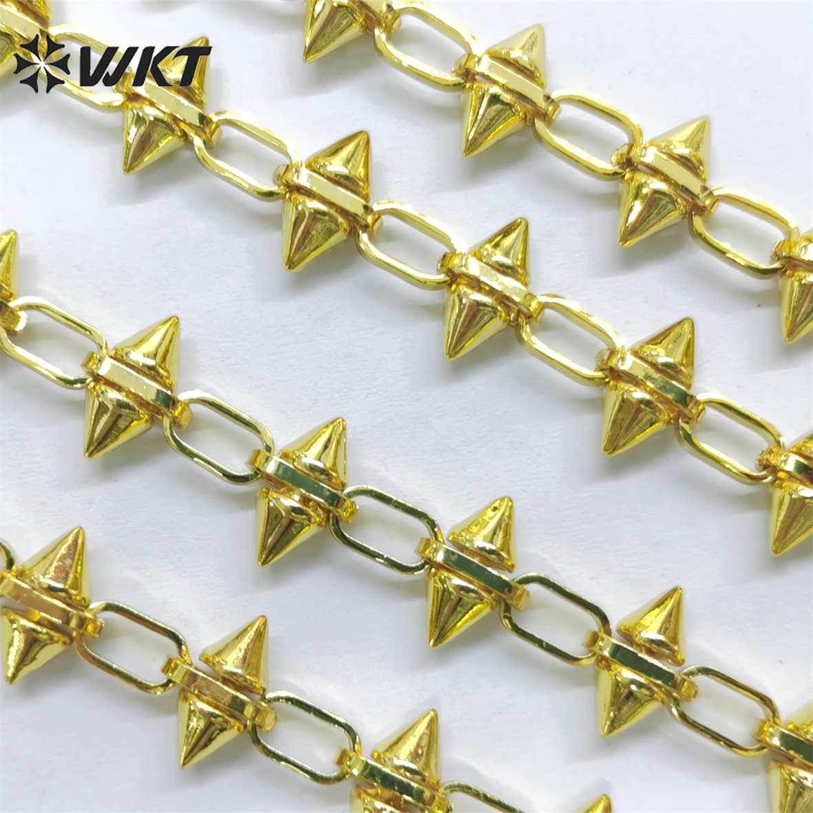 WT-BC183 WKT Unique Design Wide Curb Cuban Conical Link Zinc Alloy Gold Chain for Men Women Jewelry Bracelet Necklace Gifts